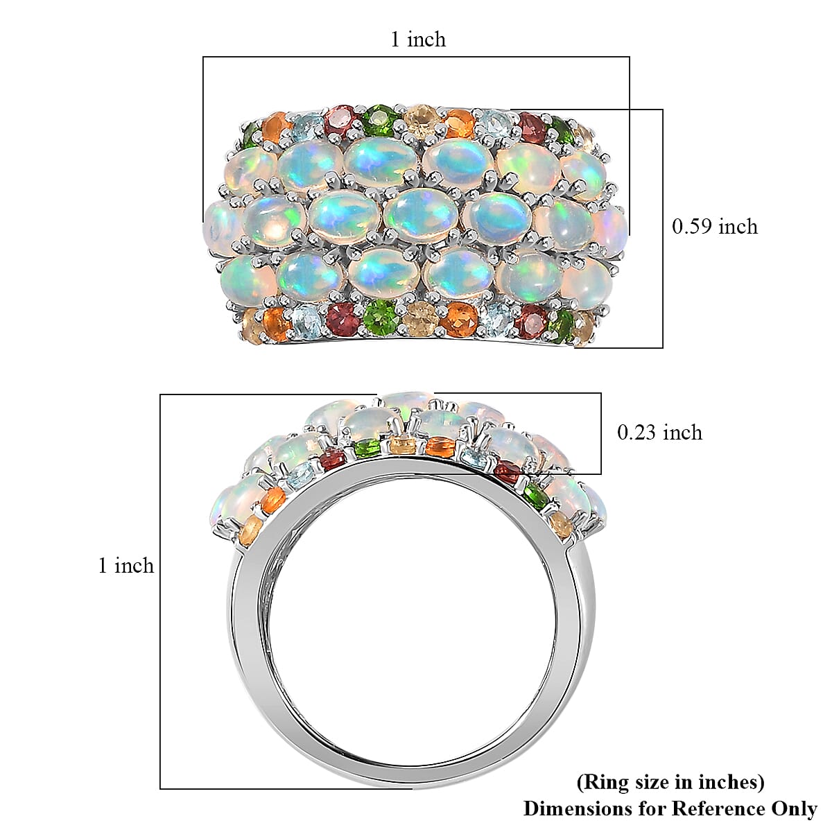 Premium Ethiopian Welo Opal and Multi Gemstone Ring in Platinum Over Sterling Silver (Size 6.0) 2.90 ctw image number 6