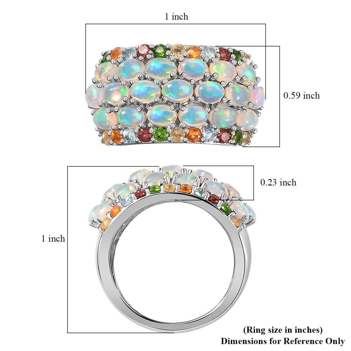 Premium Ethiopian Welo Opal and Multi Gemstone Ring in Platinum Over Sterling Silver (Size 8.0) 2.90 ctw image number 6