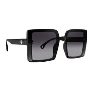 SolarX UV400 Polarized PC Women's Square Sunglasses - Glossy Black