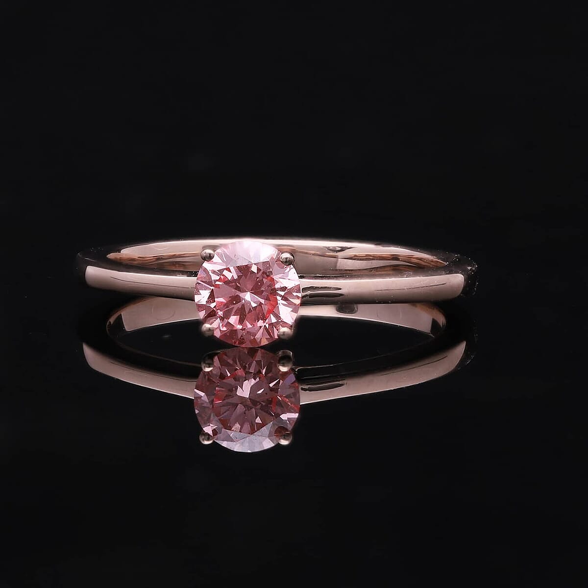 SGL Certified 14K Rose Gold Lab Grown Pink Diamond (VS) Ring (Size 7.0) 0.50 ctw image number 1