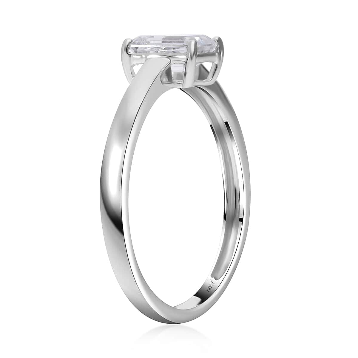 IGI Certified 14K White Gold Emerald Cut Luxuriant Lab Grown Diamond (F, VS) Solitaire Ring (Size 7.0) 1.00 ctw image number 3