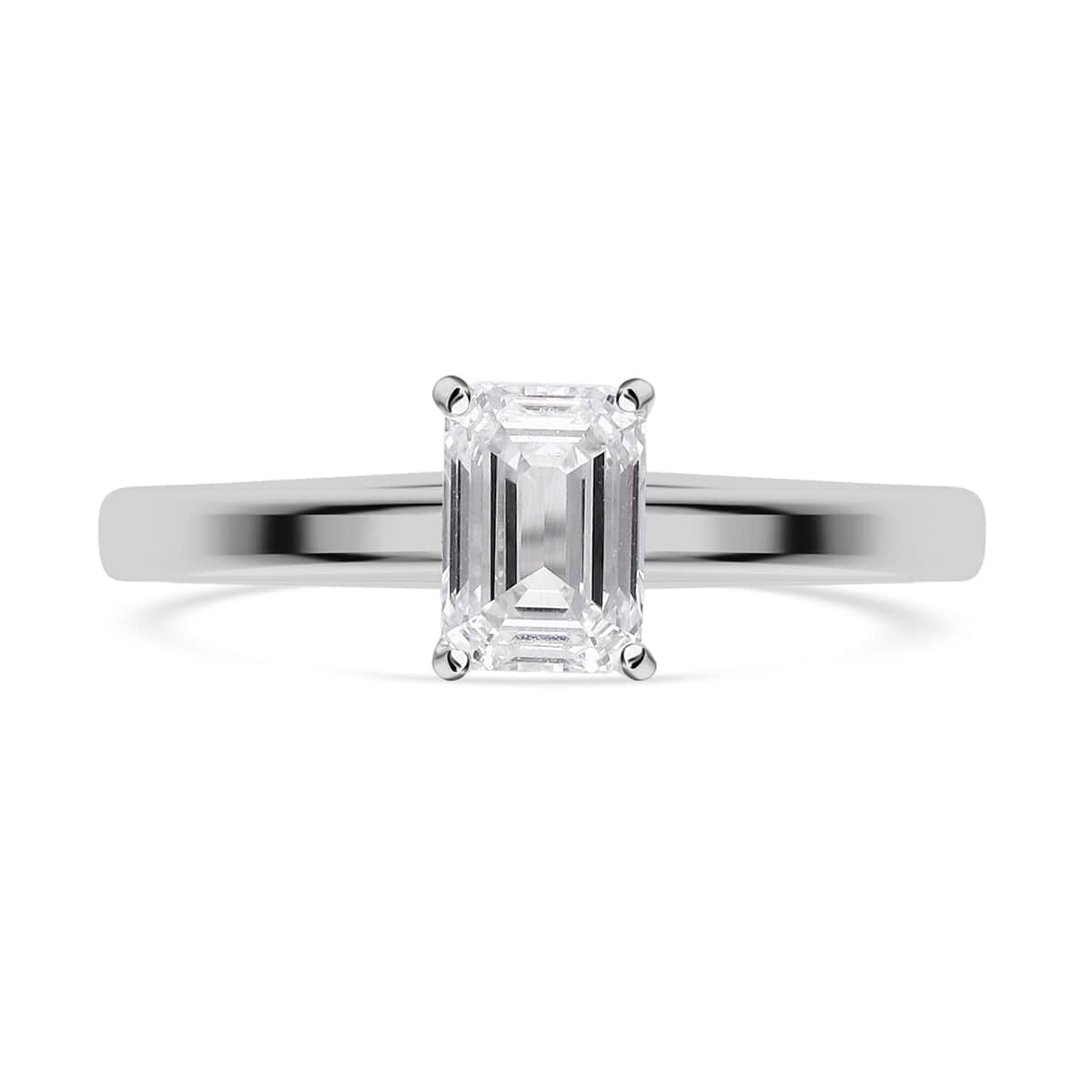 IGI Certified 14K White Gold Emerald Cut Luxuriant Lab Grown Diamond (F, VS) Solitaire Ring (Size 8.0) 1.00 ctw image number 0