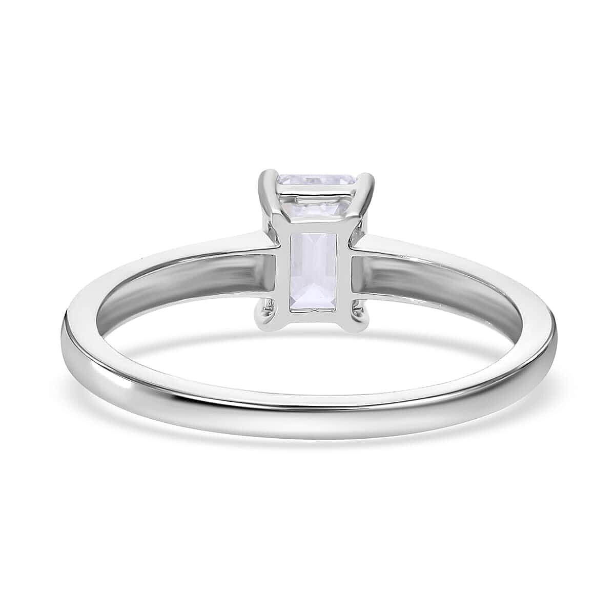 IGI Certified 14K White Gold Emerald Cut Luxuriant Lab Grown Diamond (F, VS) Solitaire Ring (Size 8.5) 1.00 ctw image number 4