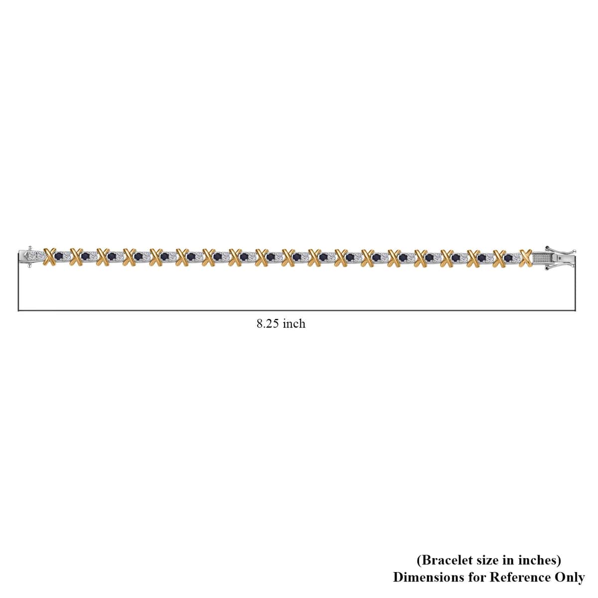 Moissanite and Masoala Sapphire (D) XOXO Bracelet in Vermeil YG and Platinum Over Sterling Silver (8.00 In) 5.50 ctw image number 4