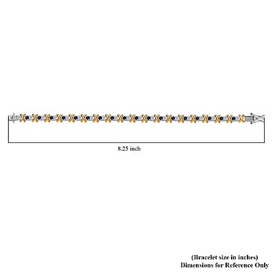 Moissanite and Masoala Sapphire (D) XOXO Bracelet in Vermeil YG and Platinum Over Sterling Silver (8.00 In) 5.50 ctw