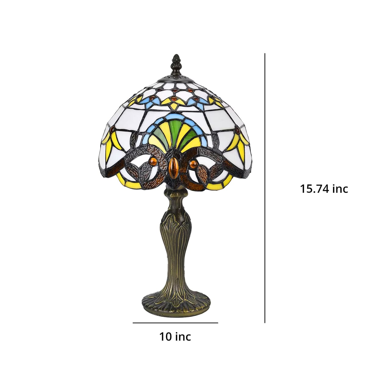 White & Yellow Flower Pattern 10 Inch Tiffany Inspired Table Lamp (E26 Bulb Not Included) image number 6