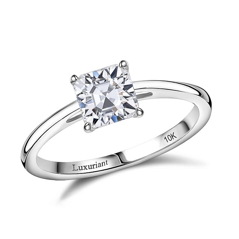 IGI Certified Luxoro 14K White Gold Princess Cut Luxuriant Lab Grown Diamond (E, VS) Solitaire Ring (Size 10.0) 1.00 ctw