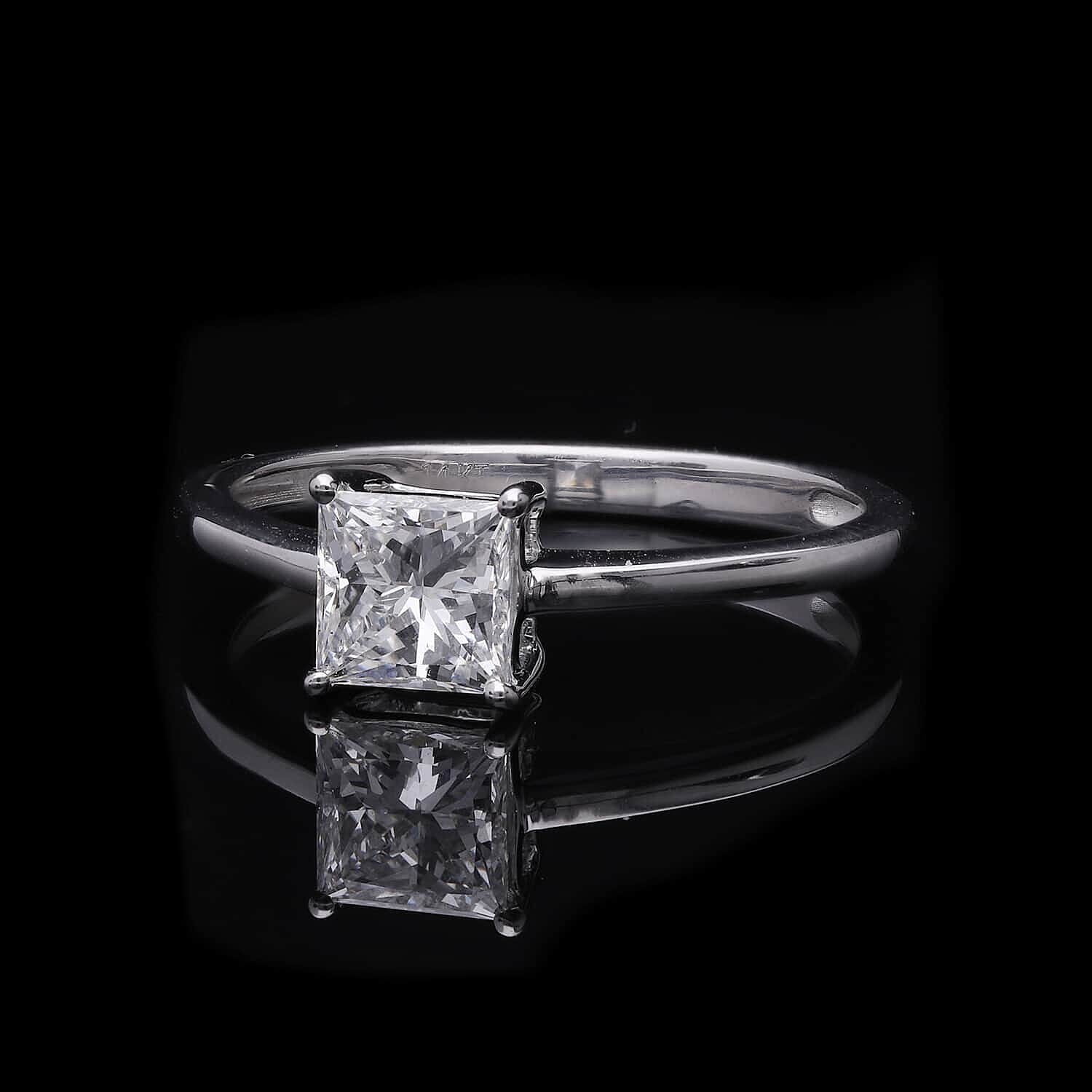 IGI Certified Luxoro 14K White Gold Princess Cut Luxuriant Lab Grown Diamond (E, VS) Solitaire Ring (Size 10.0) 1.00 ctw