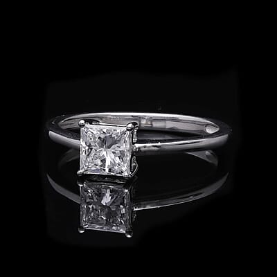 IGI Certified Luxoro 14K White Gold Princess Cut Luxuriant Lab Grown Diamond (E, VS) Solitaire Ring (Size 10.0) 1.00 ctw