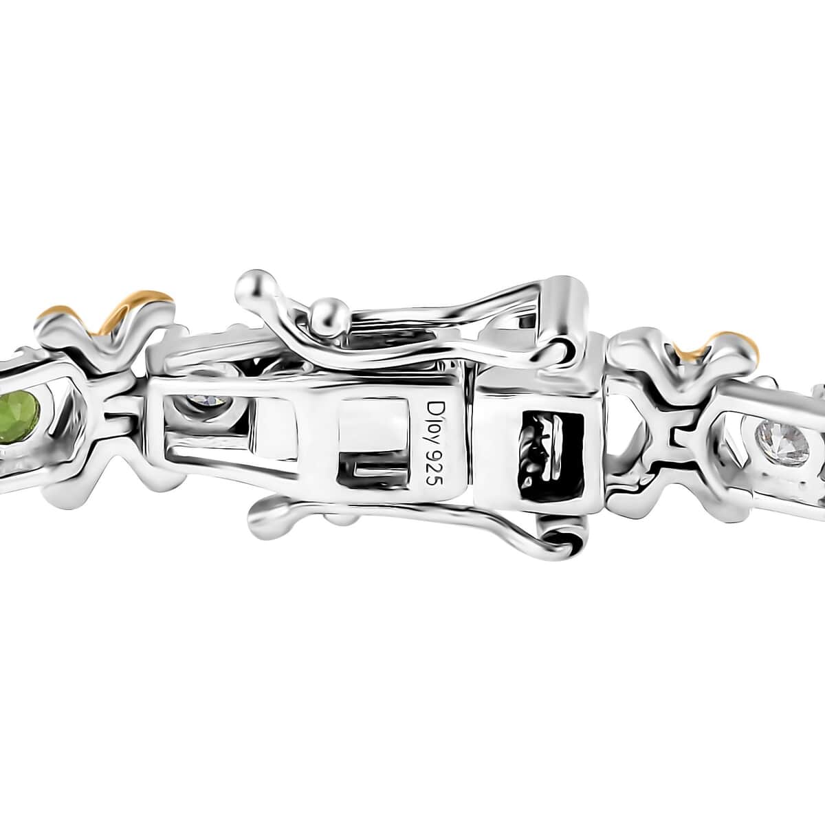Moissanite and Chrome Diopside XOXO Bracelet in Vermeil YG and Platinum Over Sterling Silver (6.50 In) 3.90 ctw image number 3
