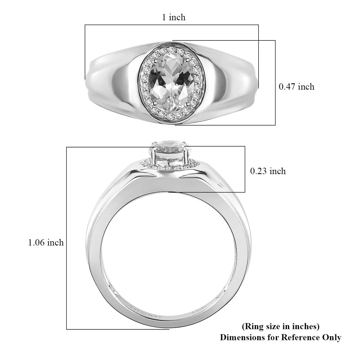 Luxoro 10K White Gold Premium Santa Maria Aquamarine and G-H I2 Diamond Men's Ring (Size 10.0) 6.15 Grams 1.20 ctw image number 5