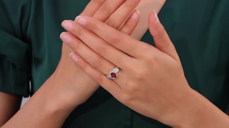 Luxoro 14K Yellow Gold AAA Ouro Fino Rubellite, Diamond (G-H, I2) (0.25 cts) Bypass Ring (Size 10.0) (4.85 g) 1.55 ctw