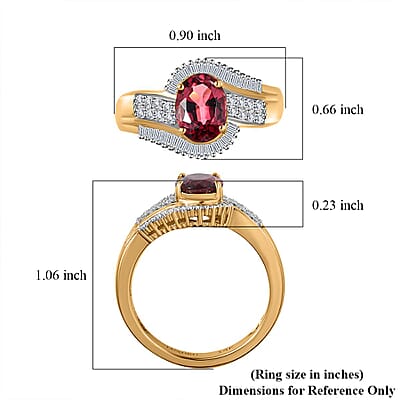 Luxoro 14K Yellow Gold AAA Ouro Fino Rubellite and G-H I2 Diamond Bypass Ring (Size 10.0) 5.0 Grams 1.75 ctw