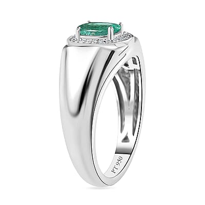 Rhapsody 950 Platinum AAAA Kagem Zambian Emerald and E-F VS Diamond Men's Ring (Size 10.0) 10.75 Grams 1.25 ctw