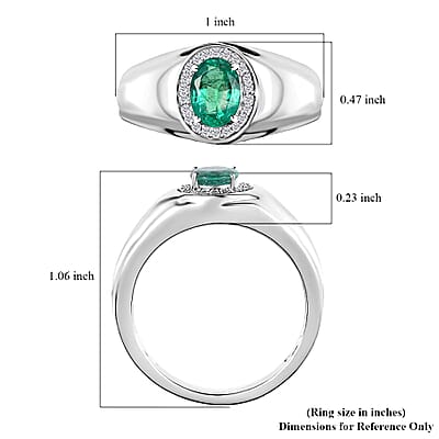 Rhapsody 950 Platinum AAAA Kagem Zambian Emerald and E-F VS Diamond Men's Ring (Size 10.0) 10.75 Grams 1.25 ctw