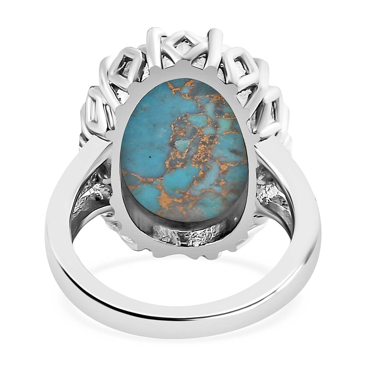Mojave Blue Turquoise 13.50 ctw Ring in Stainless Steel (Size 8.0)
