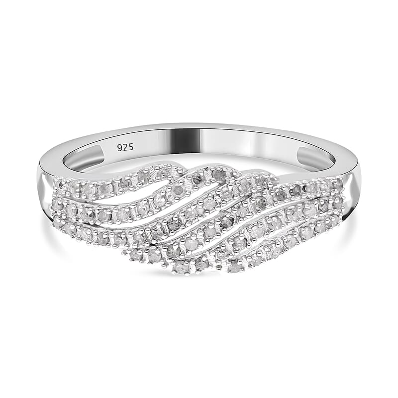 Diamond Ring in Platinum Over Sterling Silver (Size 7.0) 0.33 ctw