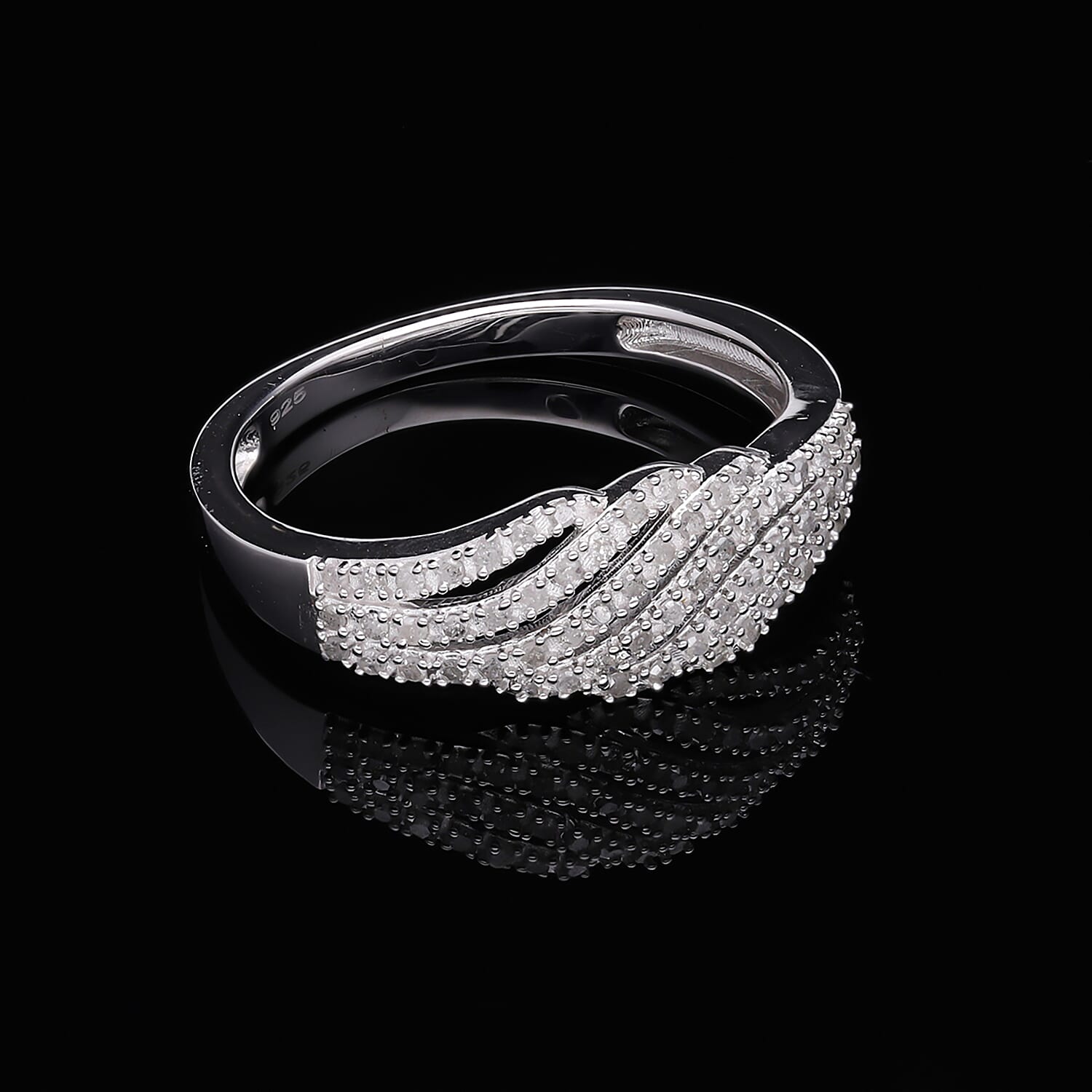 Diamond Ring in Platinum Over Sterling Silver (Size 7.0) 0.33 ctw