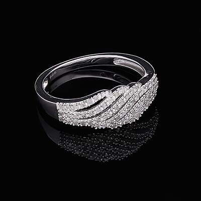 Diamond Ring in Platinum Over Sterling Silver (Size 7.0) 0.33 ctw