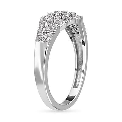 Diamond Ring in Platinum Over Sterling Silver (Size 7.0) 0.33 ctw