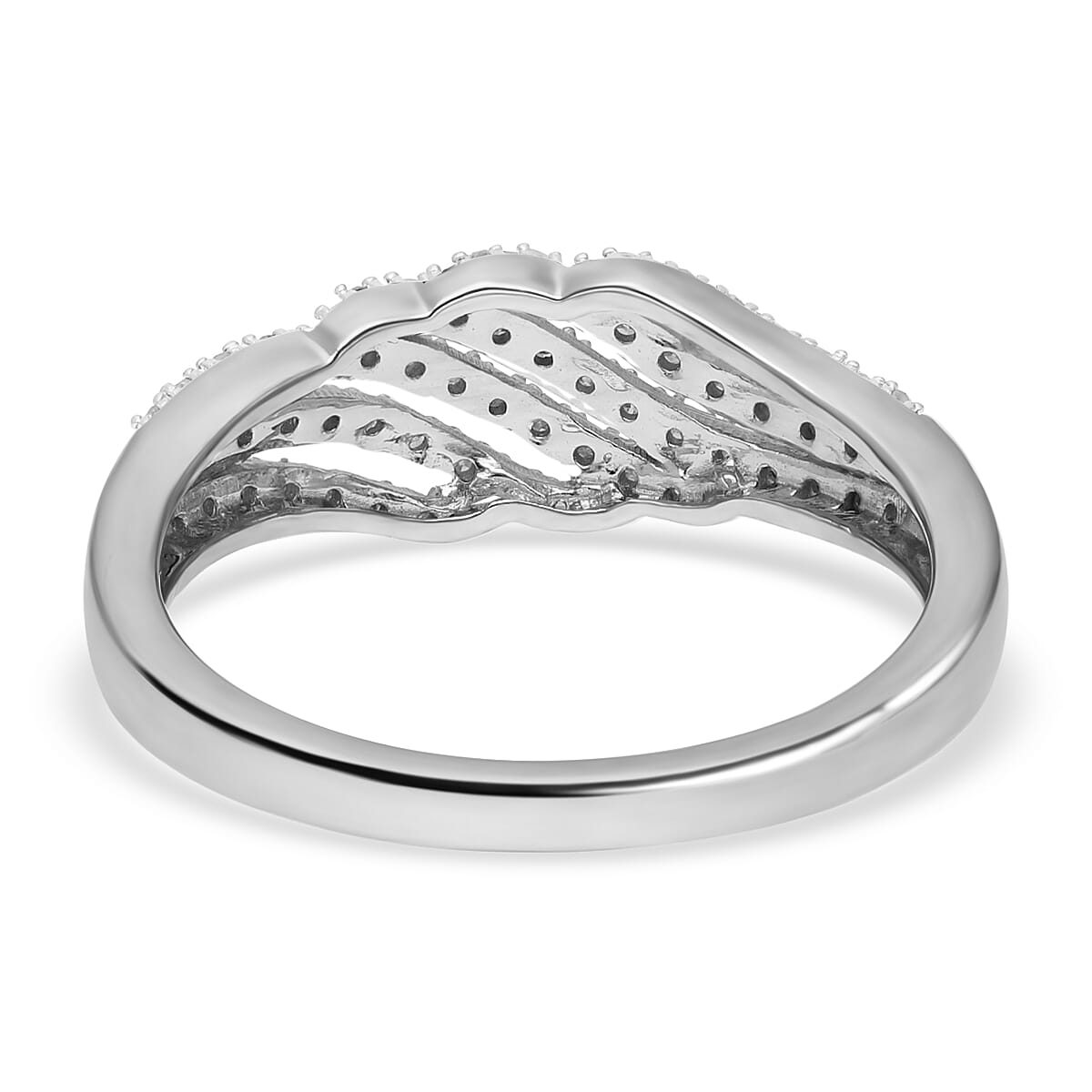 Diamond Ring in Platinum Over Sterling Silver (Size 7.0) 0.33 ctw