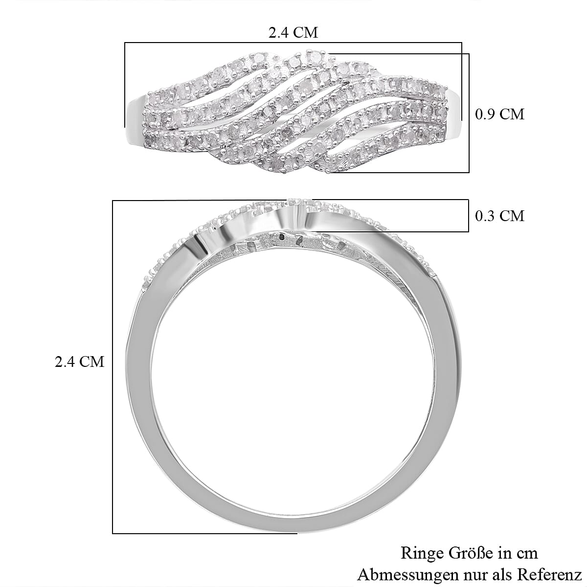 Diamond Ring in Platinum Over Sterling Silver (Size 7.0) 0.33 ctw
