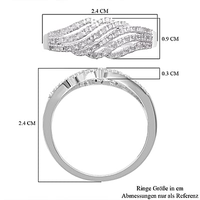 Diamond Ring in Platinum Over Sterling Silver (Size 7.0) 0.33 ctw