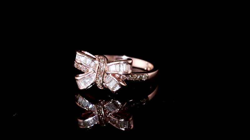 Natural Champagne Diamond Bow Ring in Vermeil Rose Gold Over Sterling Silver (Size 10.0) 0.33 ctw