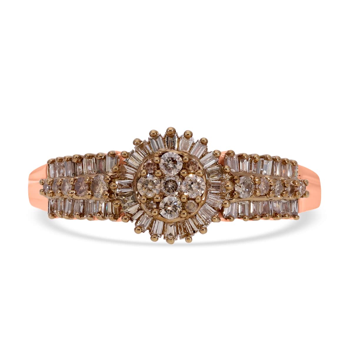 Natural Champagne Diamond Ring in Vermeil Rose Gold Over Sterling Silver (Size 8.0) 0.50 ctw image number 0