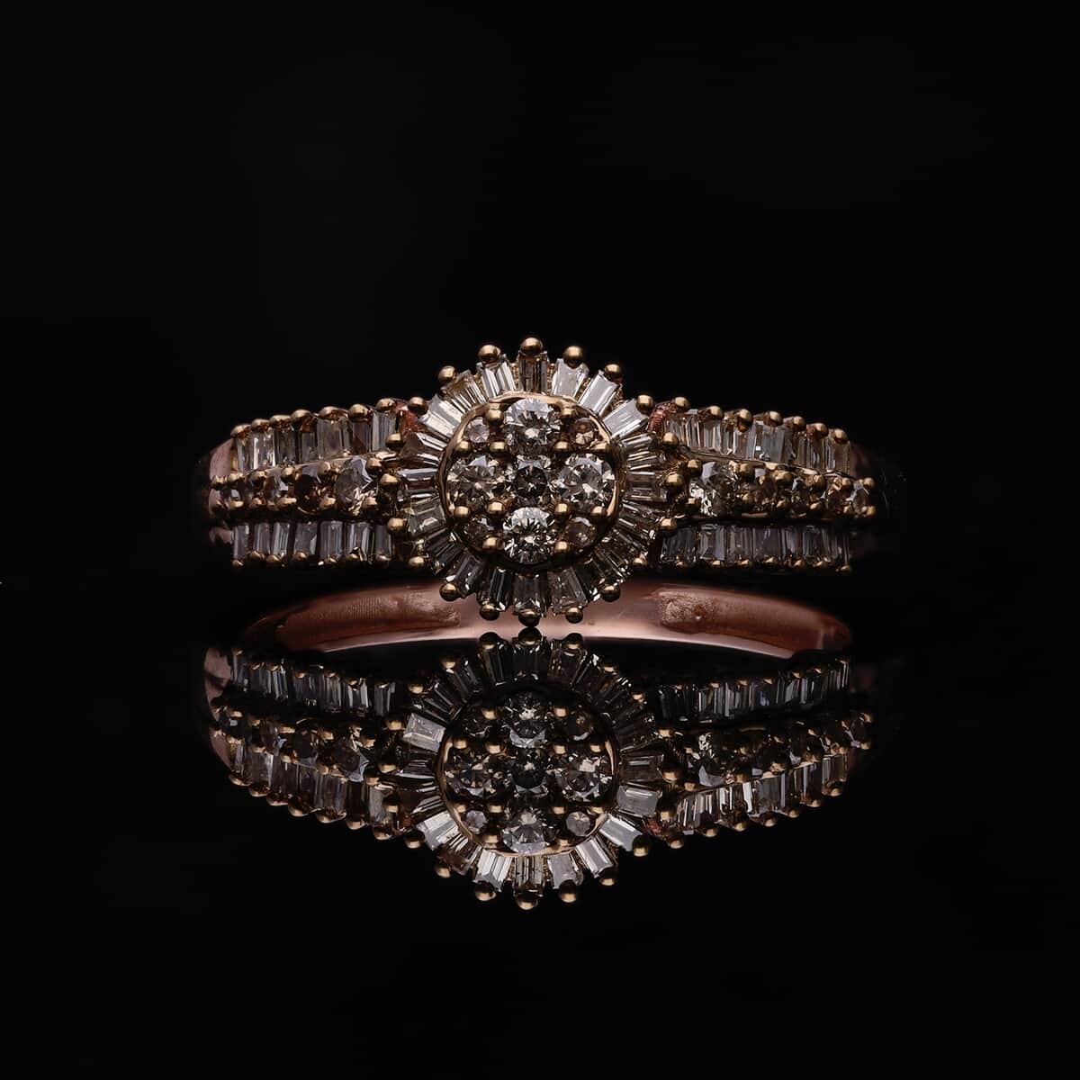 Natural Champagne Diamond Ring in Vermeil Rose Gold Over Sterling Silver (Size 8.0) 0.50 ctw image number 1