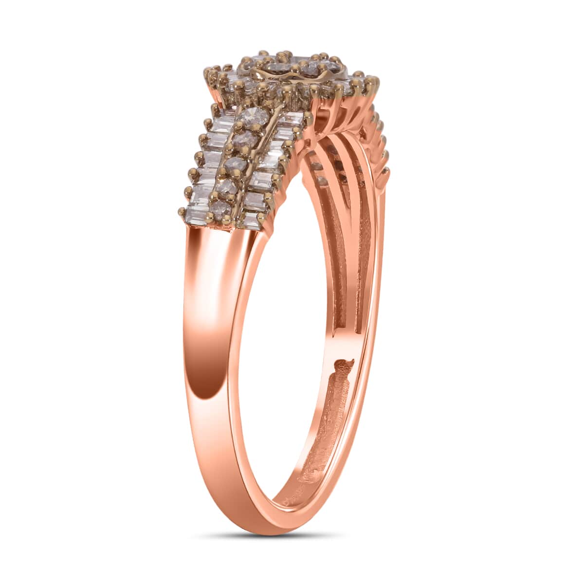 Natural Champagne Diamond Ring in Vermeil Rose Gold Over Sterling Silver (Size 8.0) 0.50 ctw image number 3