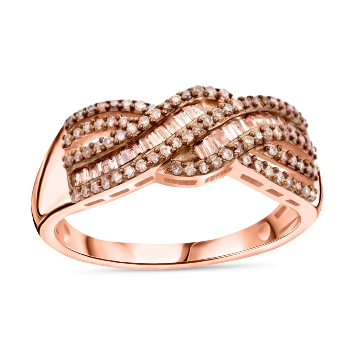 Natural Champagne Diamond Ring in Vermeil Rose Gold Over Sterling Silver (Size 5.0) 0.50 ctw image number 0