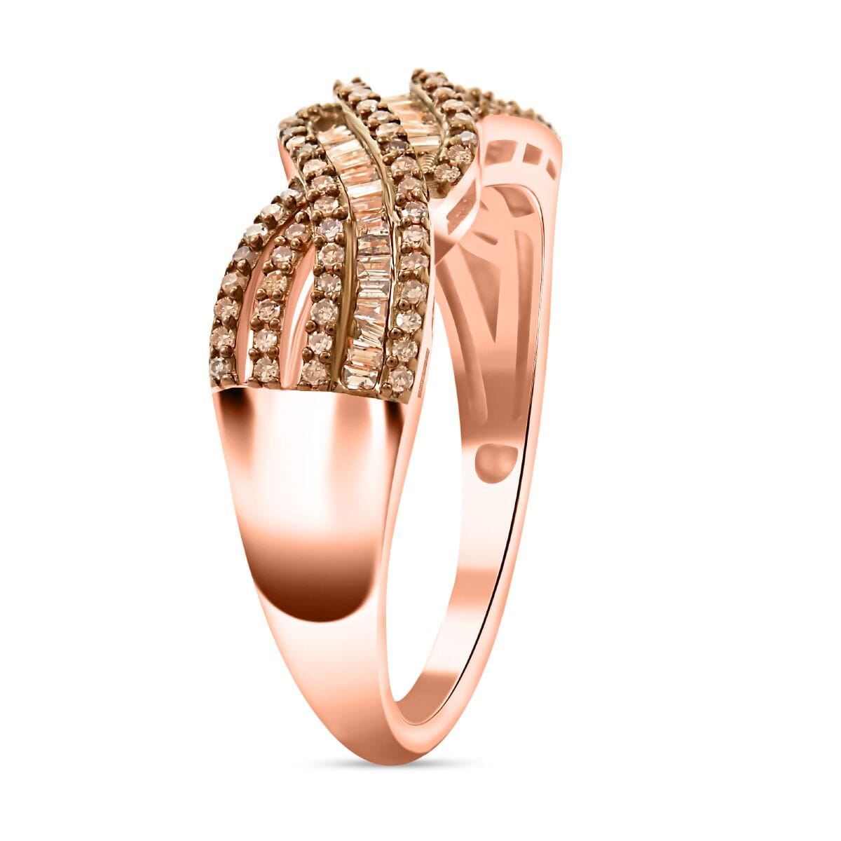 Natural Champagne Diamond Ring in Vermeil Rose Gold Over Sterling Silver (Size 5.0) 0.50 ctw image number 3