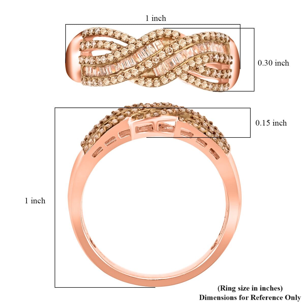 Natural Champagne Diamond Ring in Vermeil Rose Gold Over Sterling Silver (Size 5.0) 0.50 ctw image number 4