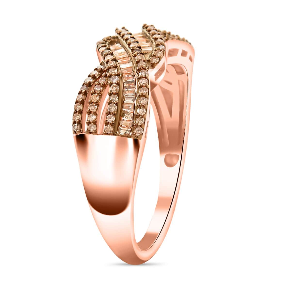 Natural Champagne Diamond Ring in Vermeil Rose Gold Over Sterling Silver (Size 6.0) 0.50 ctw image number 3