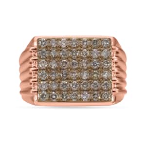Natural Champagne Diamond Ring in Vermeil Rose Gold Over Sterling Silver (Size 9.0) 1.50 ctw