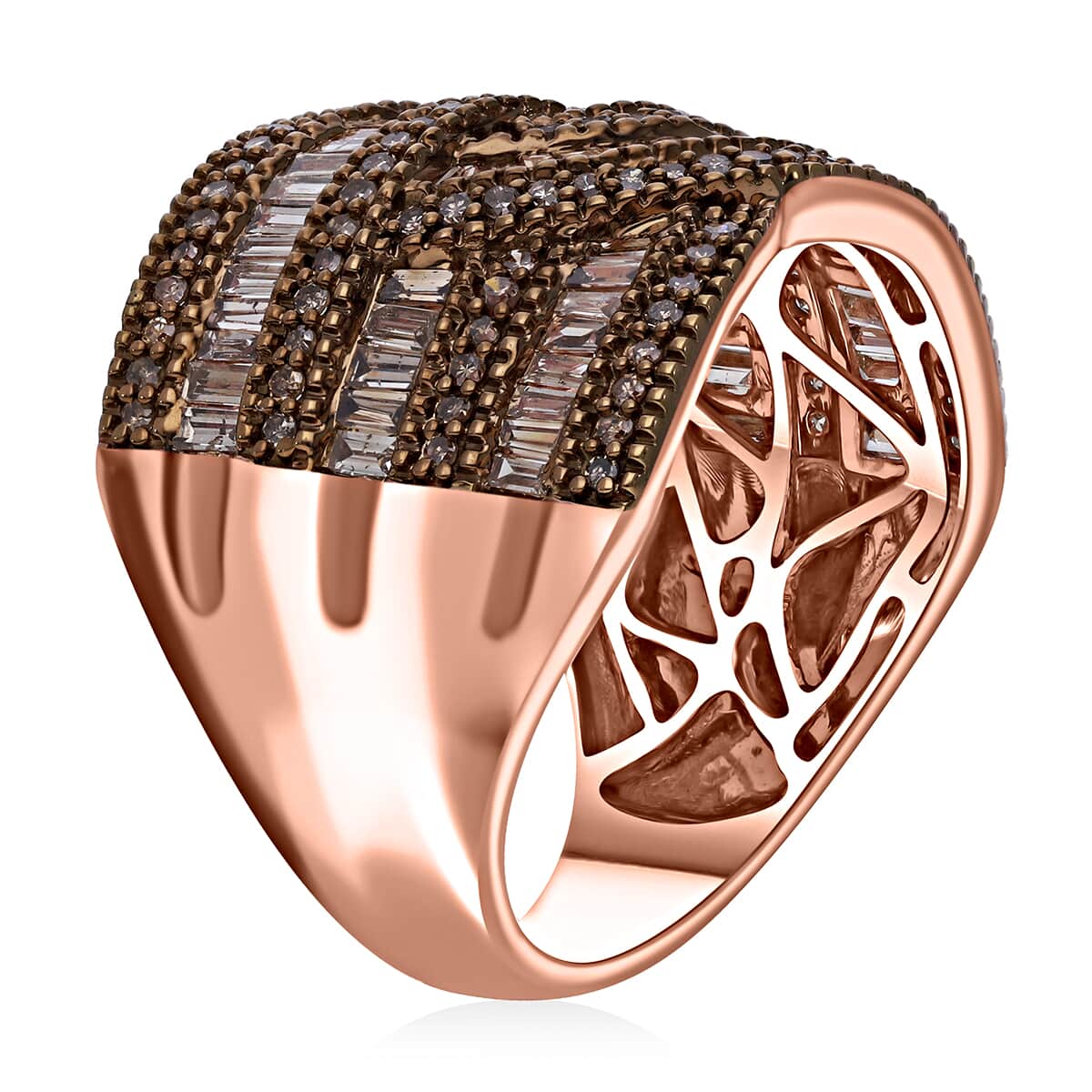 Natural Champagne Diamond Ring in Vermeil Rose Gold Over Sterling Silver (Size 9.0) 1.50 ctw image number 3