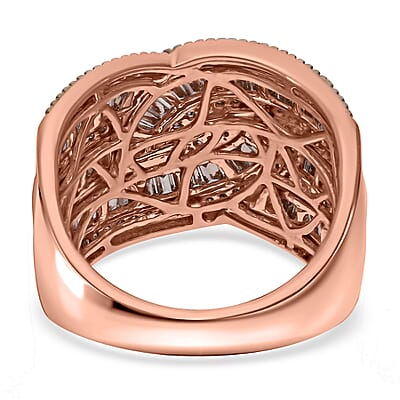 Natural Champagne Diamond Ring in Vermeil Rose Gold Over Sterling Silver (Size 9.0) 1.50 ctw