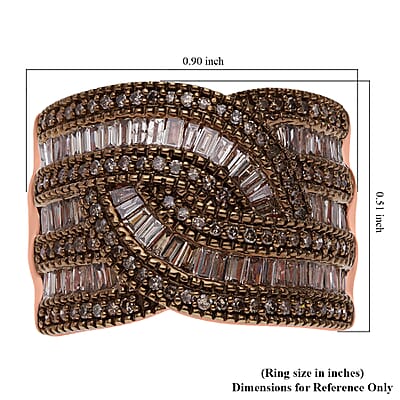 Natural Champagne Diamond Ring in Vermeil Rose Gold Over Sterling Silver (Size 9.0) 1.50 ctw