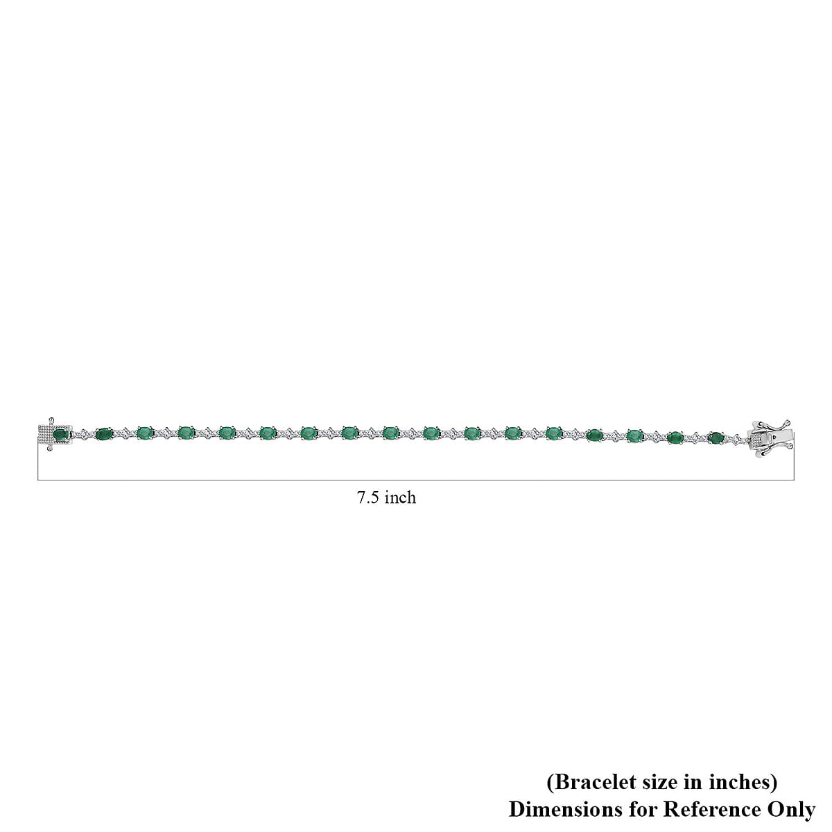 D'Joy Kagem Zambian Emerald and White Zircon Bracelet in Platinum Over Sterling Silver (7.25 In) 4.00 ctw image number 4