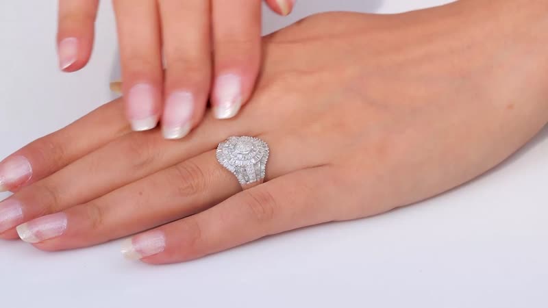 Diamond Ring in Platinum Over Sterling Silver (Size 7) 1.00 ctw