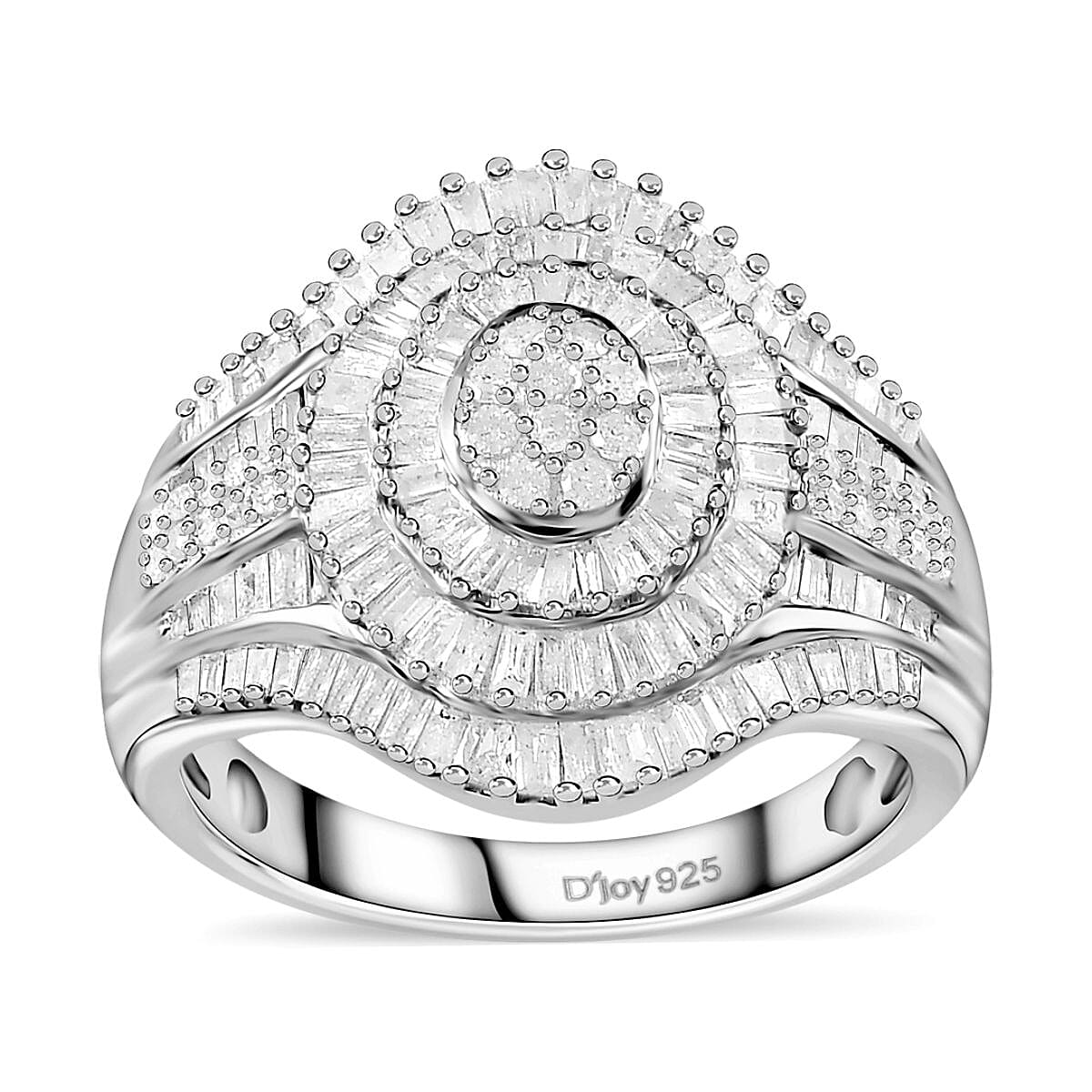 Diamond Cocktail Ring in Platinum Over Sterling Silver (Size 8.0) 1.00 ctw image number 0