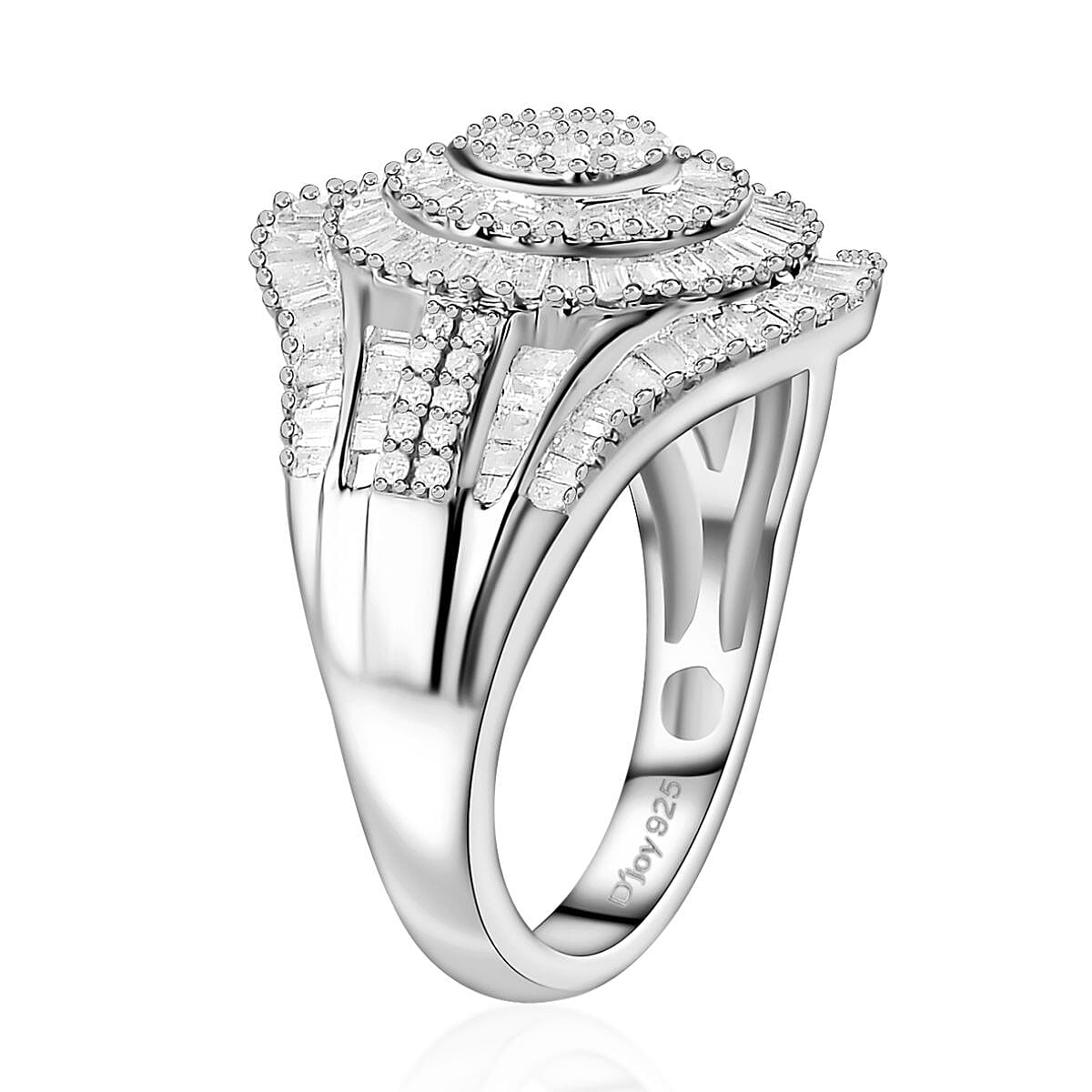 Diamond Cocktail Ring in Platinum Over Sterling Silver (Size 8.0) 1.00 ctw image number 3