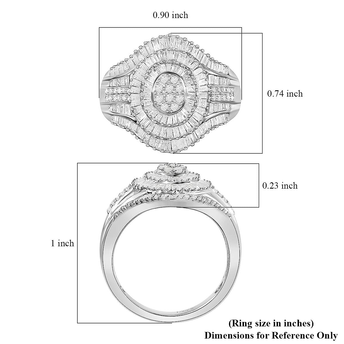 Diamond Cocktail Ring in Platinum Over Sterling Silver (Size 9.0) 1.00 ctw image number 5