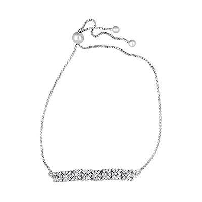 Adjustable Diamond Bracelet in Platinum Over Sterling Silver 0.50 ctw  0.50 ctw