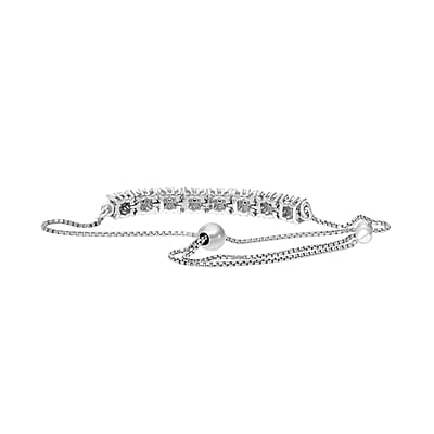 Adjustable Diamond Bracelet in Platinum Over Sterling Silver 0.50 ctw  0.50 ctw