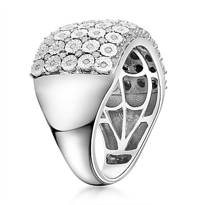 Diamond Ring in Platinum Over Sterling Silver (Size 8) 0.50 ctw