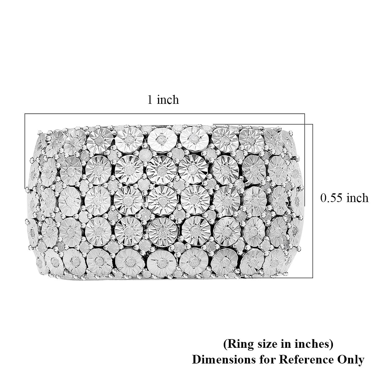 Diamond Ring in Platinum Over Sterling Silver (Size 8) 0.50 ctw
