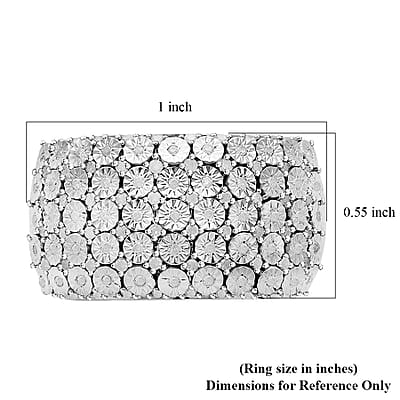 Diamond Ring in Platinum Over Sterling Silver (Size 8) 0.50 ctw