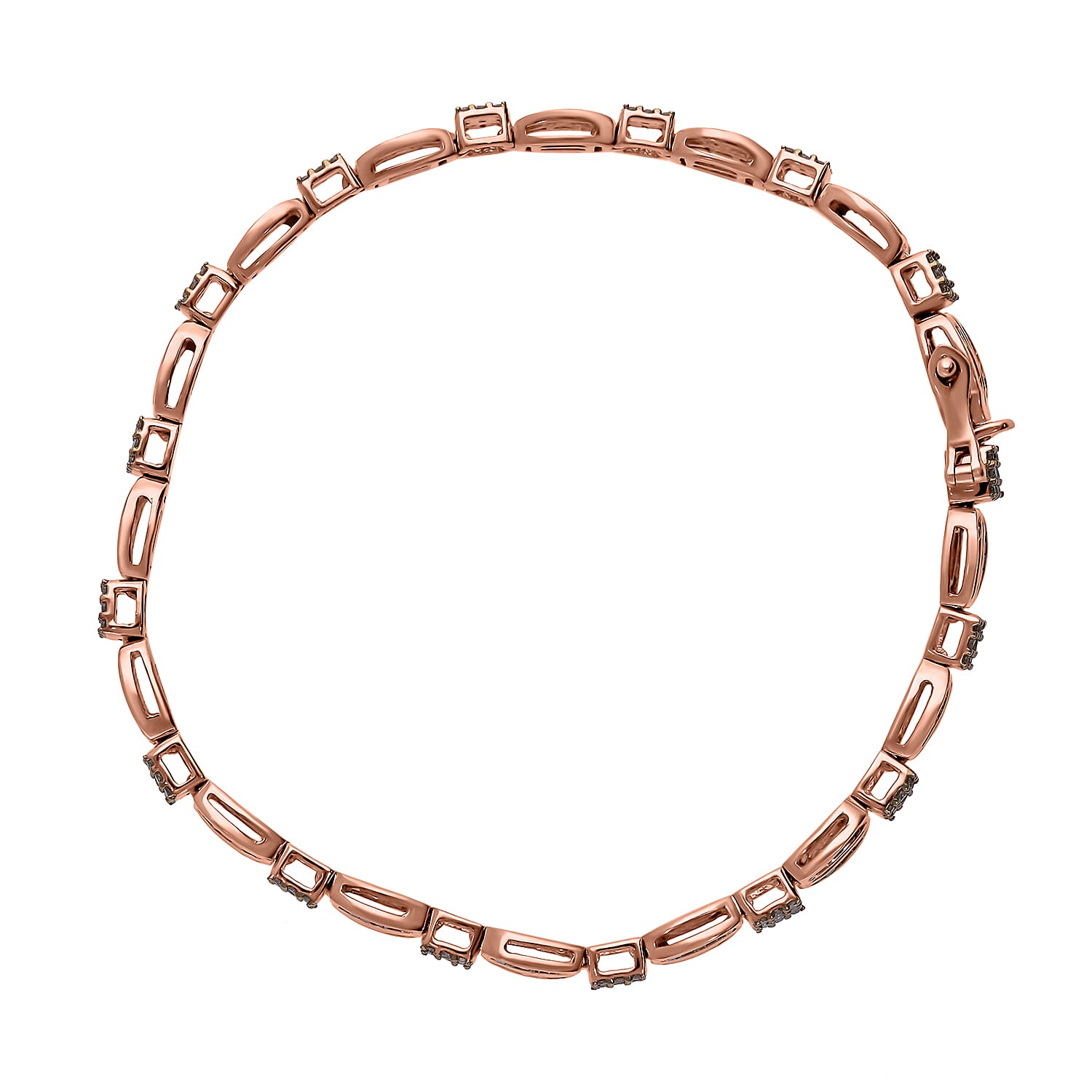 Natural Champagne Diamond Bracelet in Vermeil Rose Gold Over Sterling Silver (7.25 In) 1.50 ctw